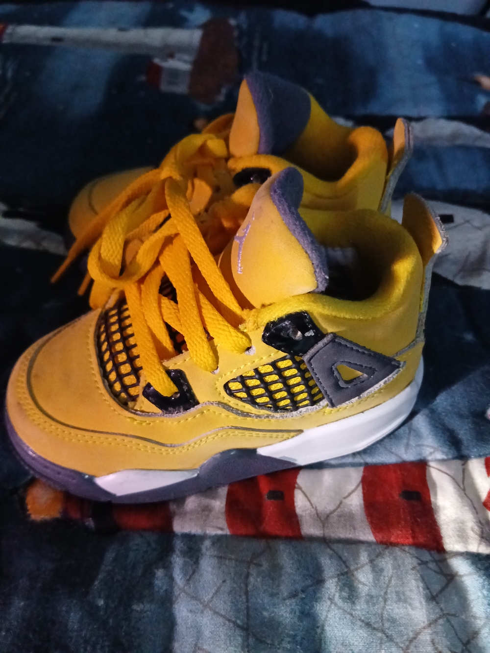 Kids Yellow Lace-Up Sneakers with Gray Accents